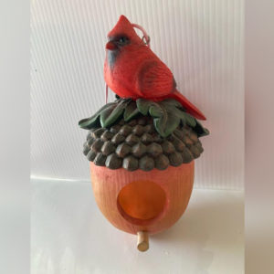 Cardinal on Acorn Birdhouse