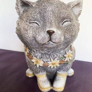 Pudgy Pal Cat in Rain Boots Garden Statue