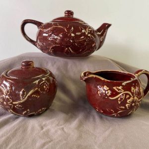 Teapot Red Floral Set